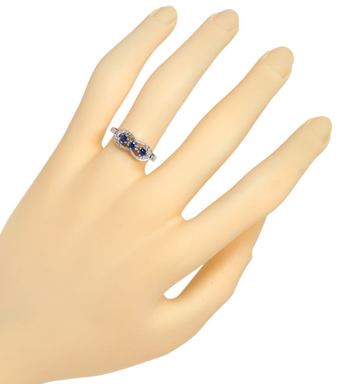 Foto 4 - Weißgold-Diamantring mit 0,30ct blauen Safiren in 585er, R8526